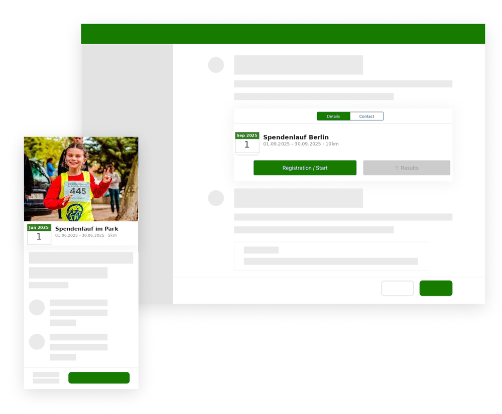 Spendenlauf Charity-Run App – Eventansicht mit Teilnehmeranmeldung und Streckenverlauf